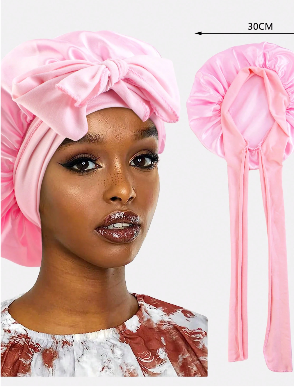 Luxury Satin Hair Bonnet with Bow – Dehmha Collections