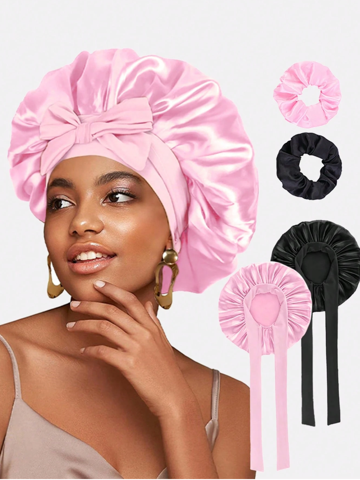 Luxury Satin Hair Bonnet with Bow – Dehmha Collections